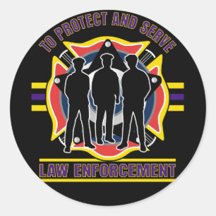 Sticker Rond Protéger et servir la police