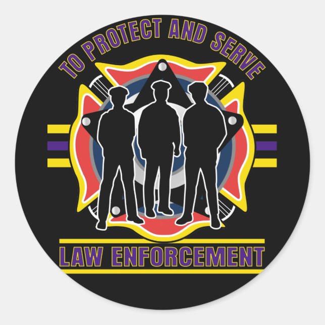 Sticker Rond Protéger et servir la police (Devant)