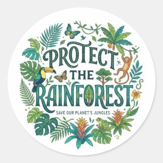 Sticker Rond Protéger la forêt tropicale humide