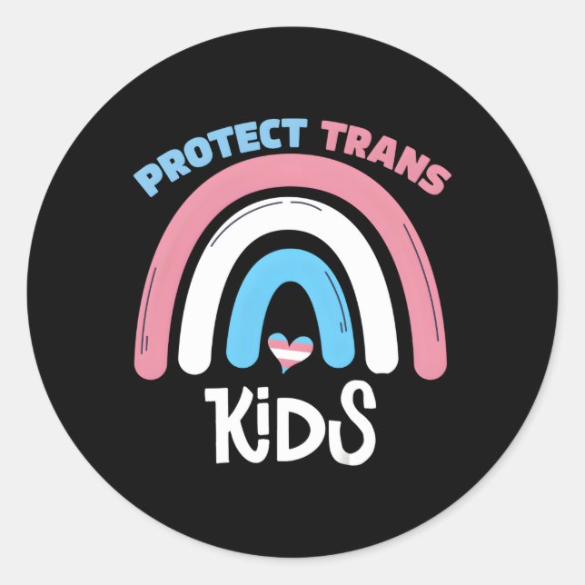 Sticker Rond Protéger le drapeau transgenre trans Protéger le t (Devant)
