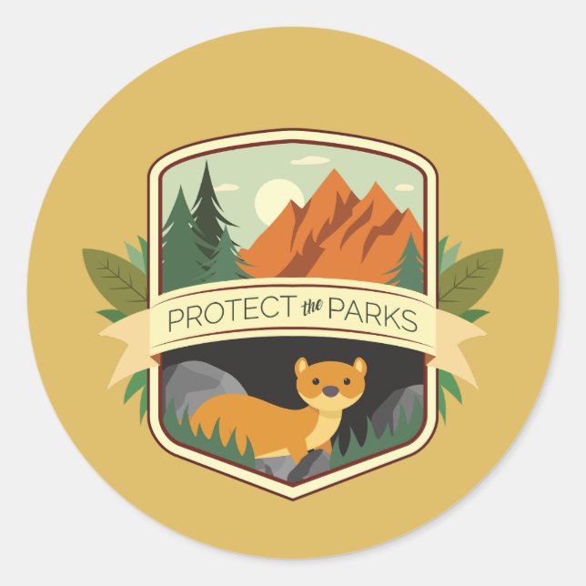 Sticker Rond Protéger le patrimoine des parcs (Devant)