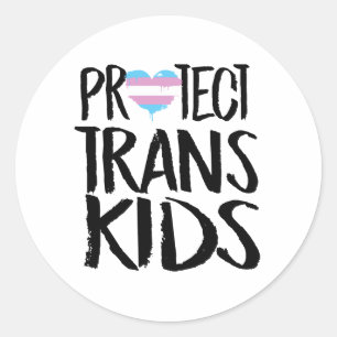 STICKER ROND PROTÉGER LES ENFANTS TRANS