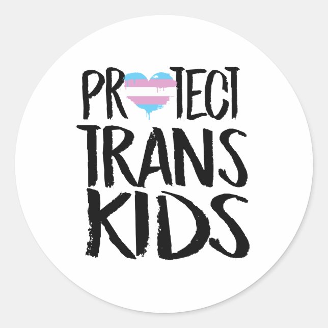 Sticker Rond Protéger les enfants trans (Devant)