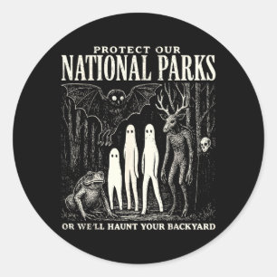 Sticker Rond Protéger nos parcs nationaux ou hanter votre arriè