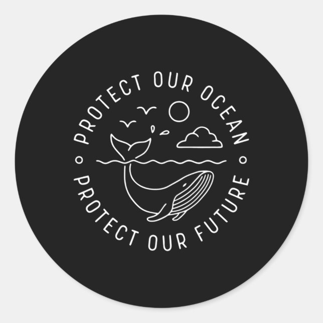 Sticker Rond Protéger notre océan Protéger notre avenir Baleine (Devant)
