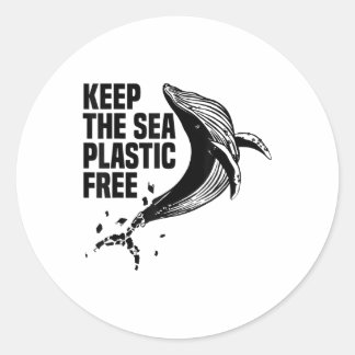 Sticker Rond Protégez De l'environnement sans plastique la mer