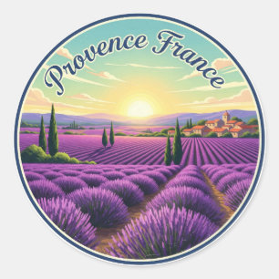 Sticker Rond Provence France Lavender Fields Voyage