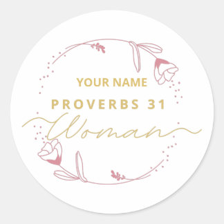 Sticker Rond Proverbes 31 femme, versets de la Bible pour femme