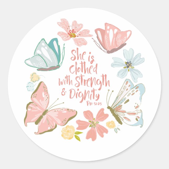 Sticker Rond Proverbes 31 Papillon (Devant)