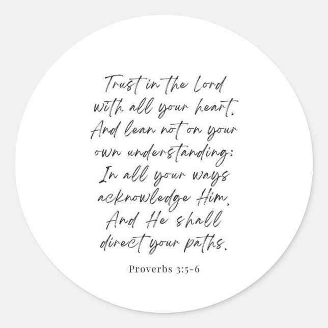 Sticker Rond Proverbs 3:5-6 Trust in the Lord (Devant)