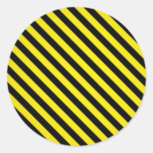 Sticker Rond prudence rayures noires jaunes en construction