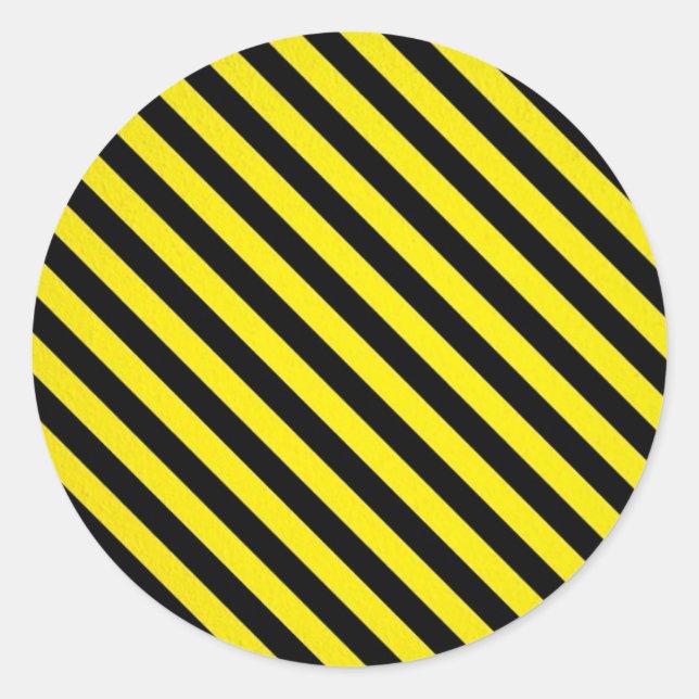 Sticker Rond prudence rayures noires jaunes en construction (Devant)
