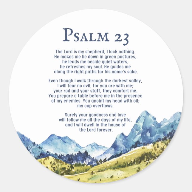 Sticker Rond Psaume 23 NKJV Le Seigneur est mon berger (Devant)