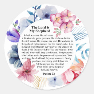 Sticker Rond Psaume 23 NKJV Le Seigneur est Mon Pasteur