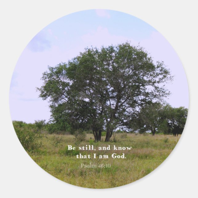 Sticker Rond Psaume 46:10 Citation biblique Inspirationnelle (Devant)