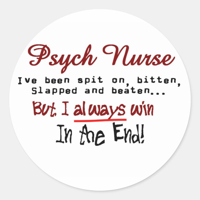 Sticker Rond Psych Nurse Hilarious dit Cadeaux (Devant)