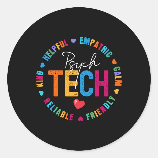 Sticker Rond Psych Tech Appréciation Week Psychiatric Technicia (Devant)