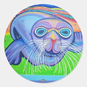 Sticker Rond Psychedelic Sea Lion