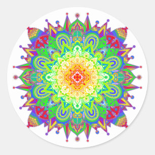 Sticker Rond Psychedelic Zen Mandala Art Abstrait 