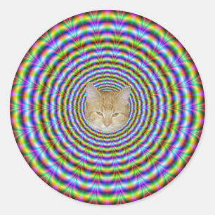 Sticker rond Psychédélique Neon Ondes