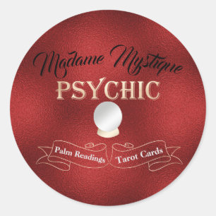 Sticker Rond Psychique Crystal Ball Or et Rouge