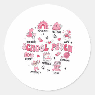 Sticker Rond Psychologue de l'école Super des femmes Retro Vale