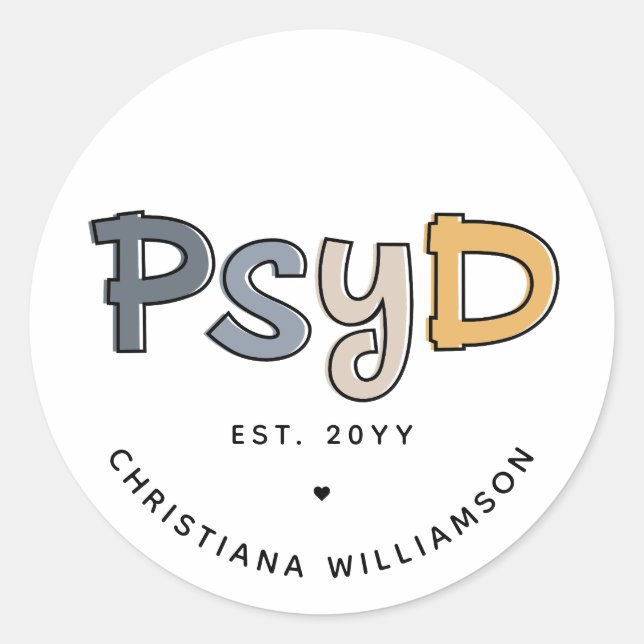 Sticker Rond Psychologue PsyD sur mesure (Devant)