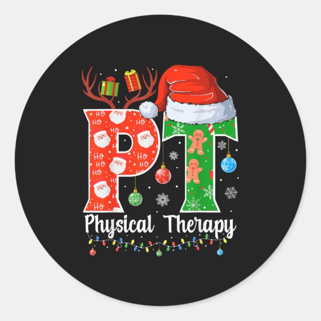 Sticker Rond Pt Christmas Physical Therapy Christmas Pt Xmas  (Devant)