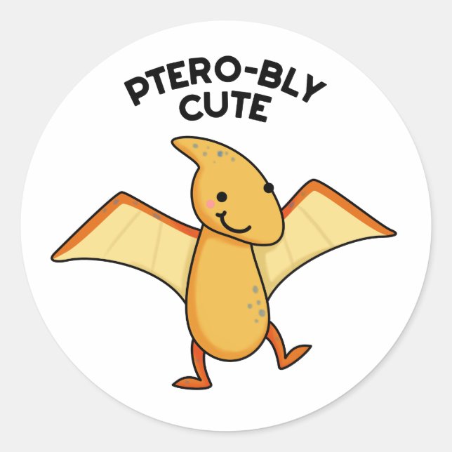 Sticker Rond Pterobo mignon Dinosaure Pterodactyle Pun (Devant)