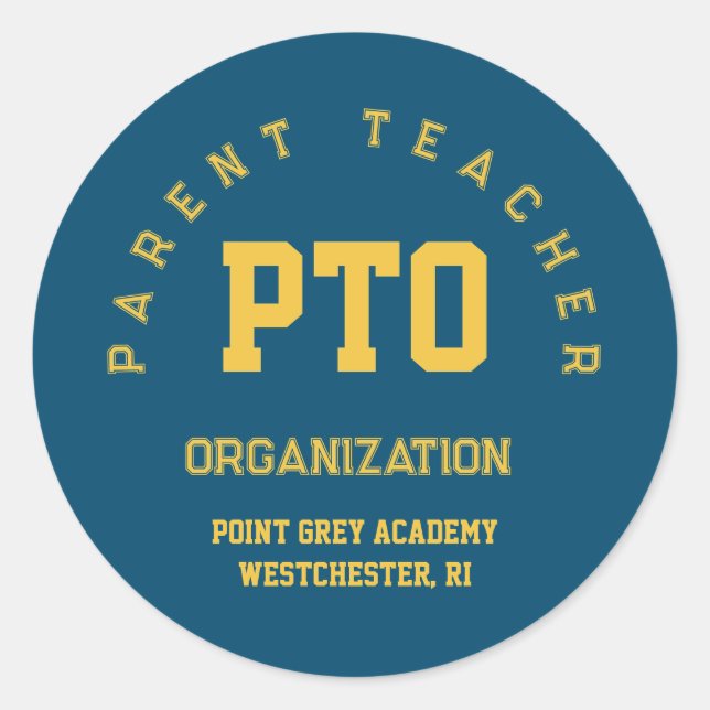 Sticker Rond PTO Parent Teacher Organisation École Personnalisé (Devant)