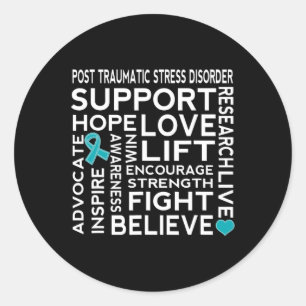 Sticker Rond Ptsd Post Traumatic Stress Sensibilisation aux tro