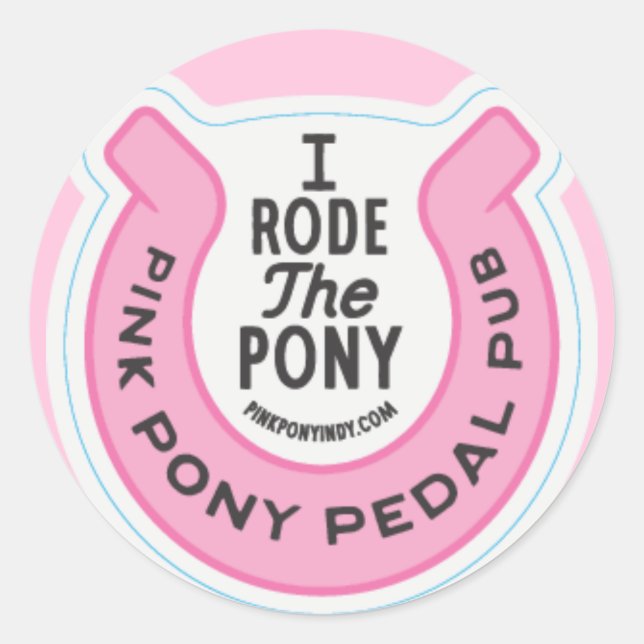 Sticker Rond pub à pédales de poney rose (Devant)