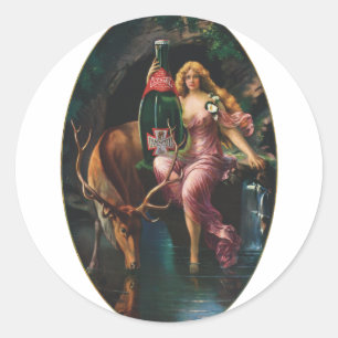 Sticker Rond Publicité vintage - Eau Clysmic Table