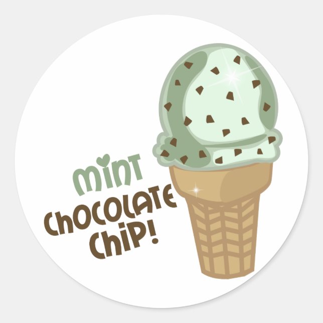 Sticker Rond Puce de chocolat à la menthe avec texte (Devant)