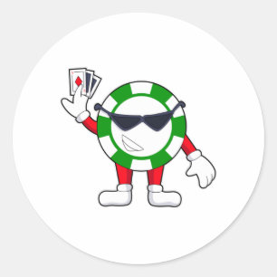 Sticker Rond Puce de poker avec cartes Poker