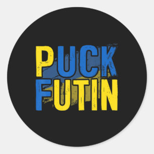 Sticker Rond Puck Foutine Mème Je Suis Aux Côtés De L'Ukraine A