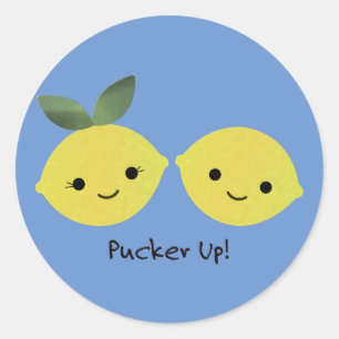 Sticker Rond Pucker up Cute Kawaii Lemons