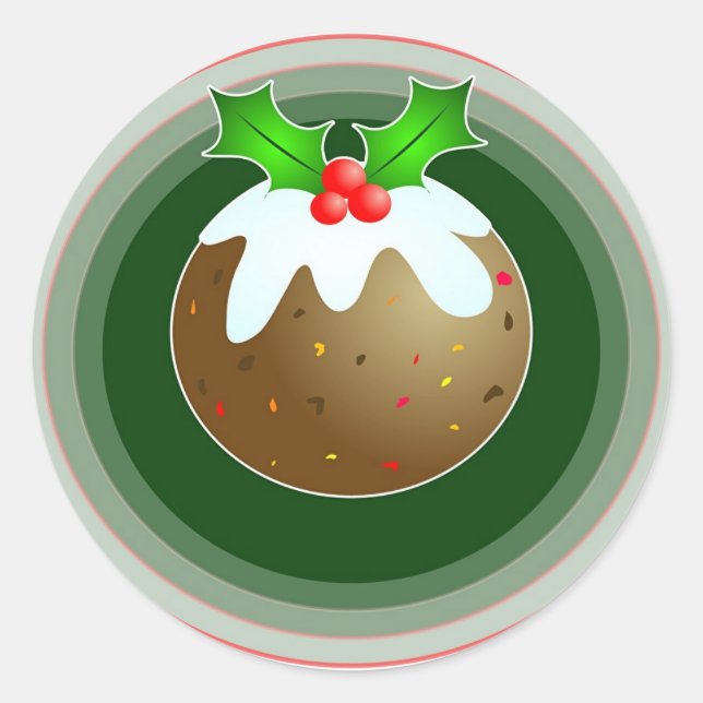 Sticker Rond Pudding de Noël (Devant)