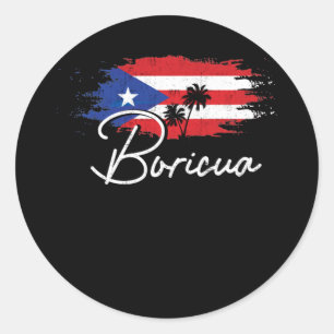 Sticker Rond Puerto Rico Boricua Puerto Rican Flag Pride