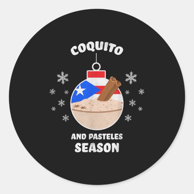 Sticker Rond Puerto Rico Christmas Coquito And Pasteles Season  (Devant)