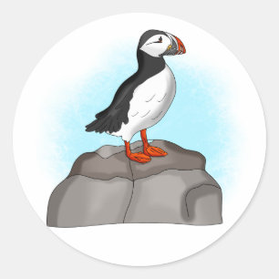 Sticker Rond Puffin à main fine