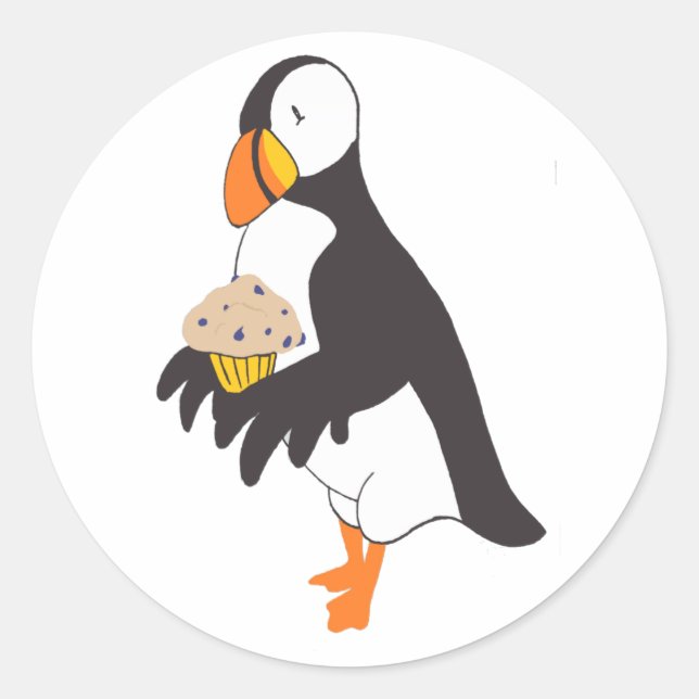 Sticker Rond Puffin avec muffin (Devant)