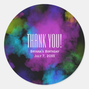 Sticker Rond Puffs of Color Maquillage Beauté Faveur de fête d'