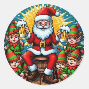 Sticker Rond Pugilante Pull de Noël