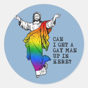 Sticker Rond Puis-je avoir un T-Shirt homme gay ici