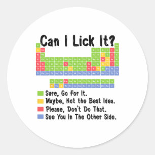 Sticker Rond Puis-je le lécher Professeur de chimie tableau pér