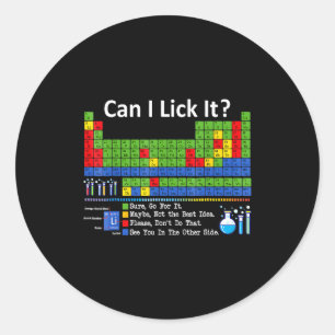 Sticker Rond Puis-je le lécher Tableau périodique des éléments 