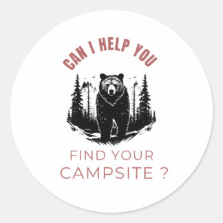 Sticker Rond Puis-Je Vous Aider À Trouver Votre Camping ? - Fun