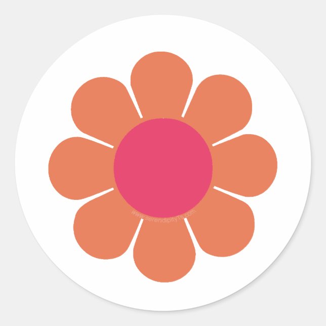 Sticker Rond Puissance des fleurs des années 70 (Devant)
