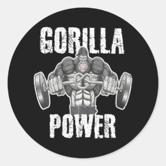 Sticker Rond Puissance Gorilla Poids Angry Muscle Beast
